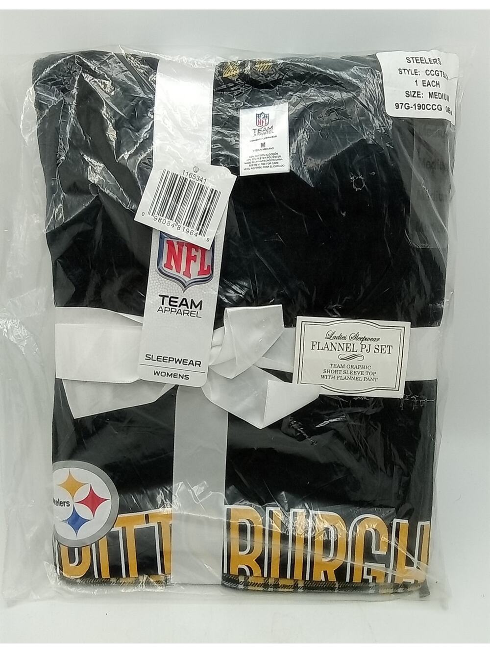 Pittsburgh Steelers NFL Flannel PJ Set SS Top + Pants Women's Medium